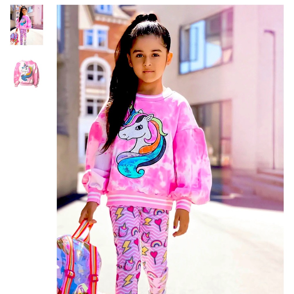 Lola and the boys tie dye pink unicorn sweater